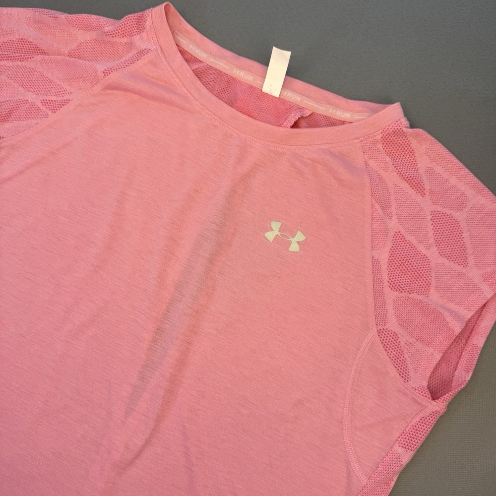 Under Armour HeatGear Women's Pink Short Sleeve Crew Neck Keyhole OpenBack Top L